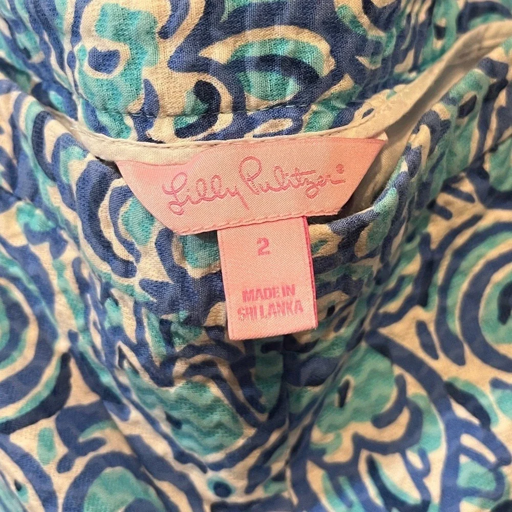 Lilly Pulitzer Printed Lounge ShortsBlue White Paisley fish Pattern Casual Comfy